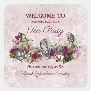 Alice in Wonderland The Mad Hatter Tea Party Square Sticker