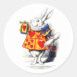 Alice in Wonderland The White Rabbit by Tenniel Classic Round Sticker