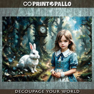 Alice in Wonderland, The White Rabbit - Decoupage Wrapping Paper Sheet
