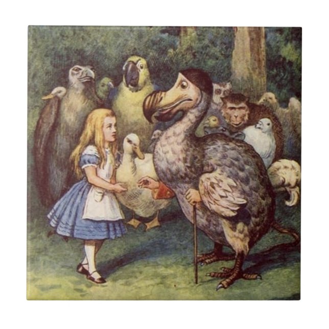 Alice in Wonderland Tile, The Dodo Ceramic Tile (Front)