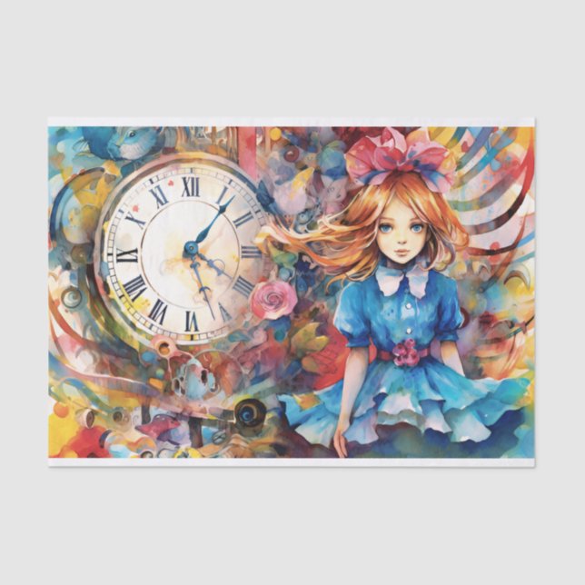 Alice in Wonderland Time for Tea Decoupage Tissue Paper (Front)