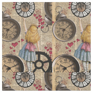 Alice In Wonderland Travelling in Time Fabric