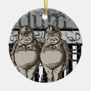Alice In Wonderland Tweedledum & Tweedledee Grunge Ceramic Ornament