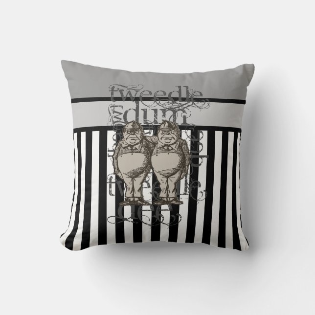 Alice In Wonderland Tweedledum & Tweedledee Grunge Cushion (Front)