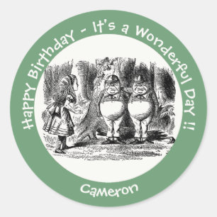 Alice in Wonderland Tweedledum & Tweedledee Party Classic Round Sticker