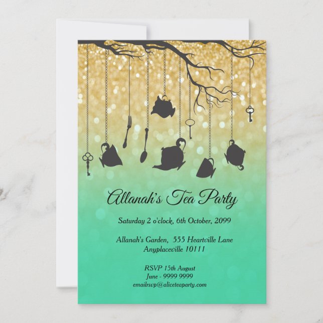 Alice in Wonderland Unbirthday Birthday Tea Party Invitation (Front)