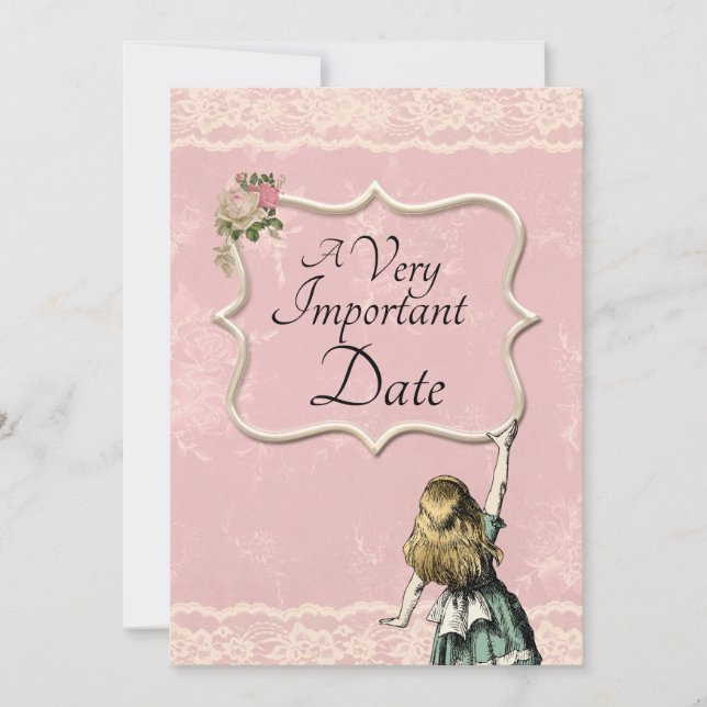 Alice in Wonderland Very Important Wedding Save The Date (Front)