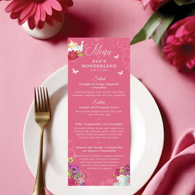Alice In Wonderland Vibrant Florals Party Menu (Alice In Wonderland Vibrant Florals Party Menu)