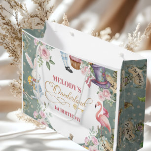Alice in Wonderland Vintage 1st birthday Large Gift Bag