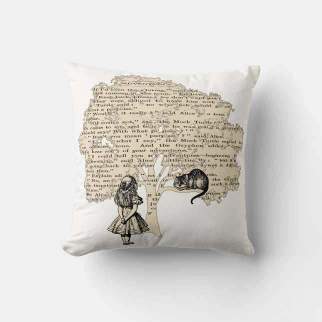 Alice In Wonderland Vintage Book Cushion (Front)