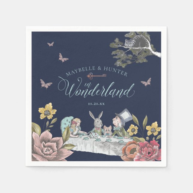 Alice In Wonderland Vintage Chic Wedding Napkin (Front)
