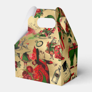 Alice in Wonderland Vintage Christmas Gold Foil Favour Box