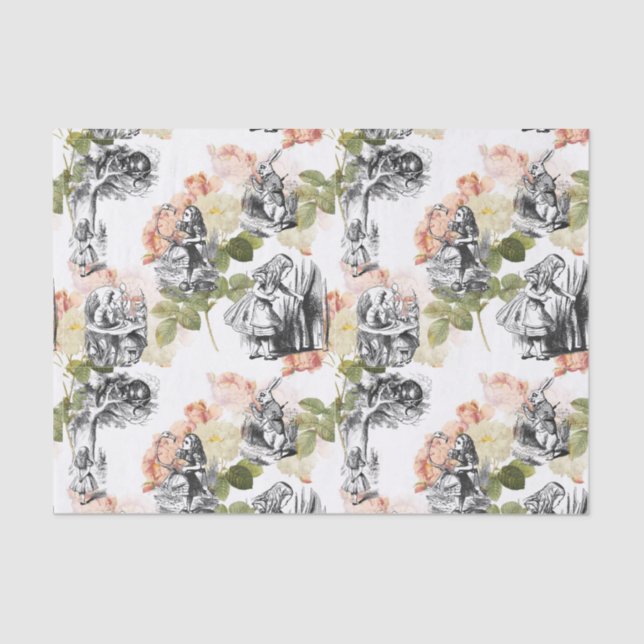 Alice in Wonderland Vintage Roses Tissue Paper (Front)