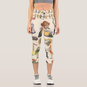 Alice in Wonderland, Vintage Victorian Paper Doll Capri Leggings