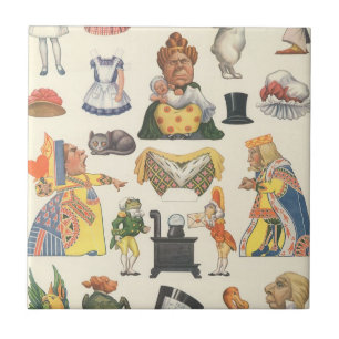 Alice in Wonderland, Vintage Victorian Paper Doll Ceramic Tile