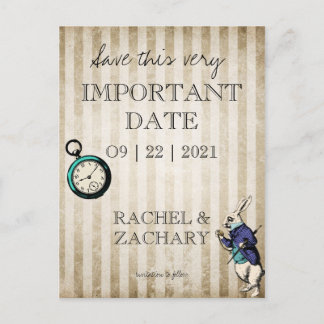 Alice in Wonderland Vintage Wedding Save The Date Postcard