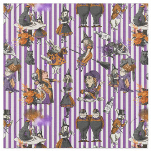 Alice in Wonderland Violet/White Striped Fabric