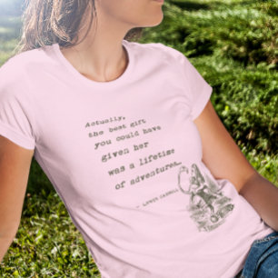 Alice In Wonderland W/Flamingo Adventure Quote T-Shirt