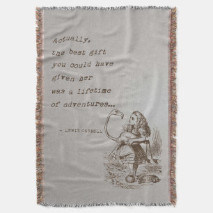 Alice In Wonderland W/Flamingo Adventure Quote Throw Blanket