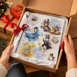 Alice in Wonderland Watercolor Collage Jigsaw Puzzle