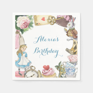 Alice in Wonderland Watercolor Hand Painted Rabbit Napkin
