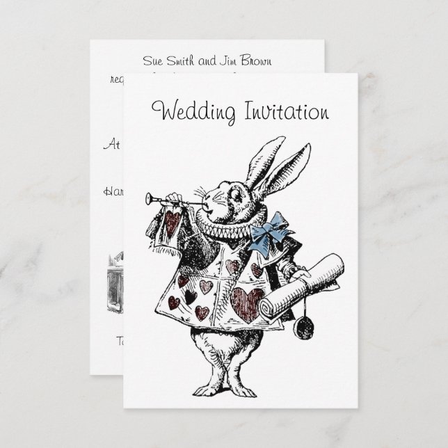 Alice in Wonderland Wedding Invitation Card (Front/Back)