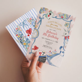 Alice In Wonderland Whimsical Birthday Invitation