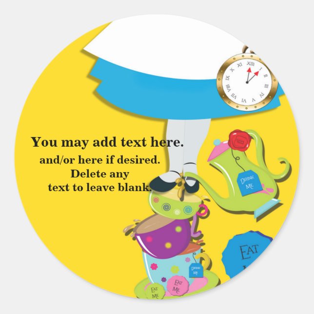 Alice in Wonderland Whimsical Tea Cups Party Favou Classic Round Sticker (Front)