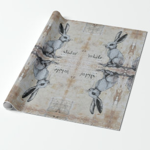 Alice in wonderland whimsical white rabbit Wrapping Paper