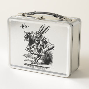 Alice in Wonderland White Rabbit as Herald Metal Lunch Box