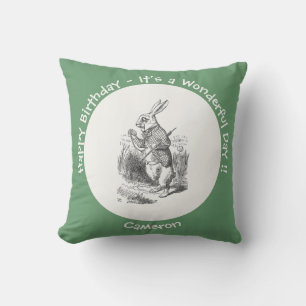 Alice in Wonderland White Rabbit Birthday Party Cushion