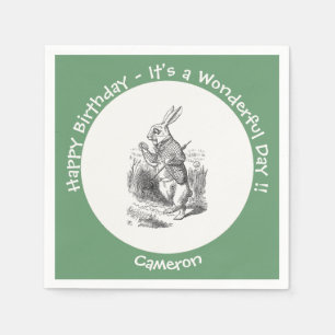 Alice in Wonderland White Rabbit Birthday Party Napkin