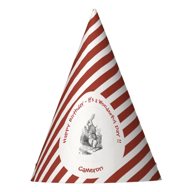 Alice in Wonderland White Rabbit Birthday Party Party Hat (Front)
