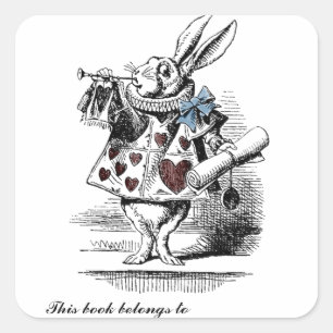 Alice in Wonderland White Rabbit Bookplate Sticker