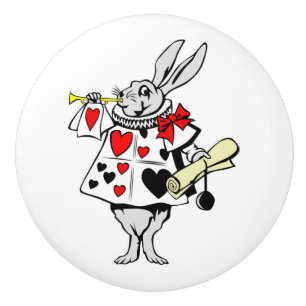 Alice in Wonderland White Rabbit Ceramic Knob