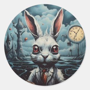 Alice in Wonderland White Rabbit Classic Round Sticker