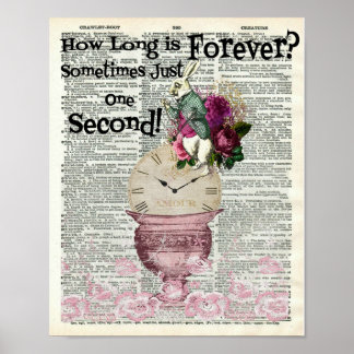 Alice in Wonderland White Rabbit Dictionary Art Poster
