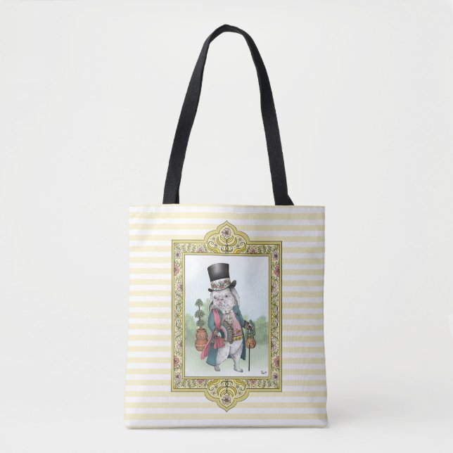 Alice in Wonderland White Rabbit Easter Egg Basket Tote Bag (Front)