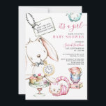 Alice In Wonderland White Rabbit Girl Baby Shower Invitation<br><div class="desc">Join us as we tumble down the rabbit hole into a world of enchantment and wonder! It's a girl, and we cordially invite you to a magical baby shower. A whimsical watercolor style invitation based on Alice in Wonderland characters, inviting you to celebrate with treats and games. Don't be late...</div>