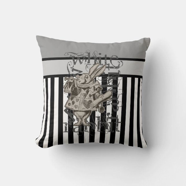 Alice In Wonderland White Rabbit Grunge Cushion (Front)