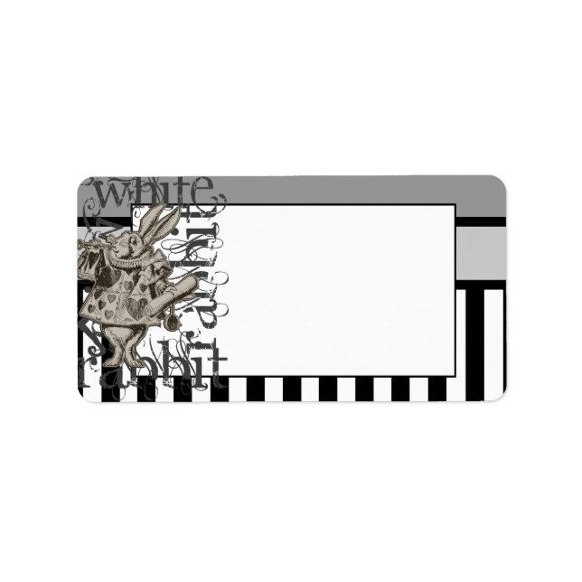 Alice In Wonderland White Rabbit Grunge Label (Front)