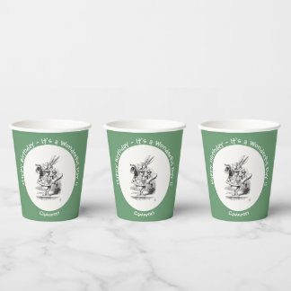 Alice in Wonderland White Rabbit Herald Birthday  Paper Cups
