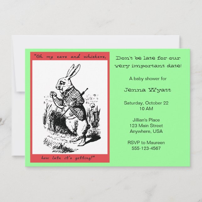 Alice in Wonderland - White Rabbit Invitation (Front)