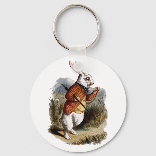 Alice in Wonderland White Rabbit Personalize Key Ring (Front)