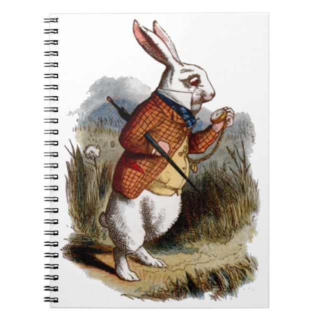 Alice in Wonderland White Rabbit Personalize Notebook (Front)