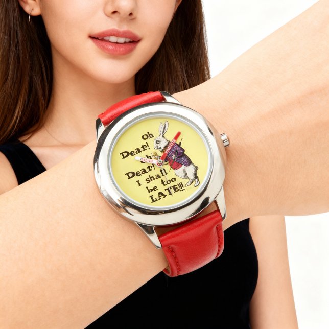 Alice In Wonderland White Rabbit Quotes Watch (It is never too late to get one of this awesome Alice in the Wonderland Vintage Illustration watches)