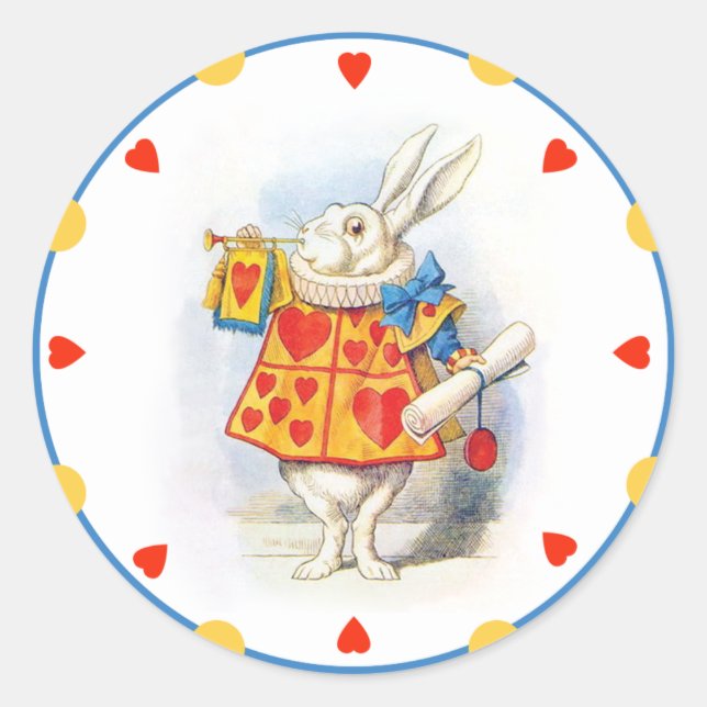 Alice in Wonderland White Rabbit Round Stickers (Front)