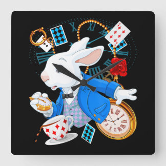 Alice In Wonderland  - White Rabbit Square Wall Clock