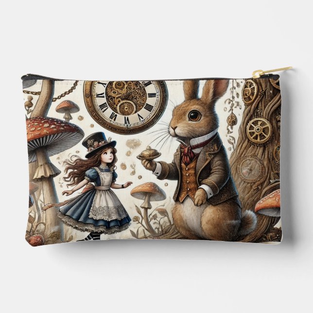 Alice in Wonderland White Rabbit tea Art Accessory Pouch (Back)