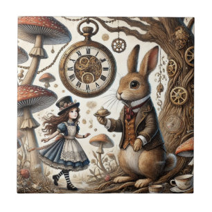 Alice in Wonderland White Rabbit tea Art Ceramic Tile